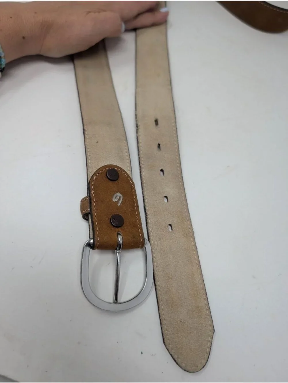 Vintage Justin Brown Leather Belt 52 Western Suede